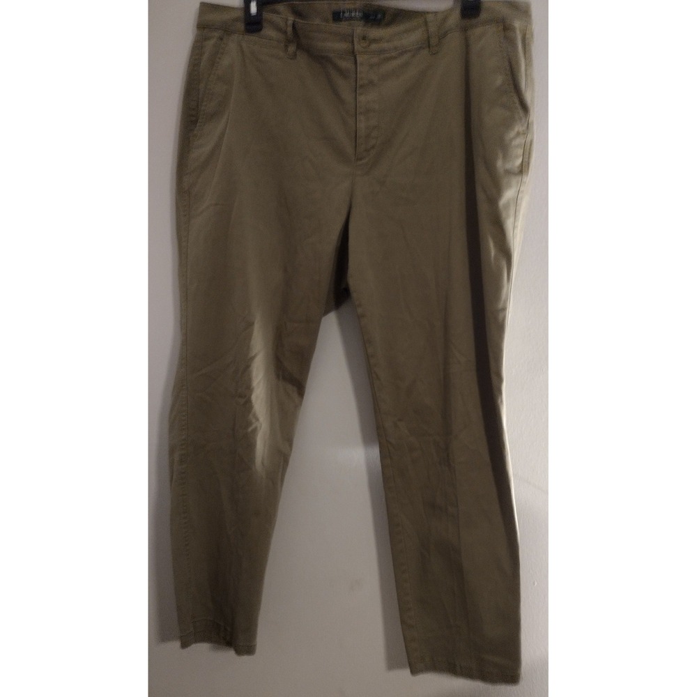 Lauren Ralph Lauren Women 18W Olive Green Chino Pants Straight Leg Cotton Blend